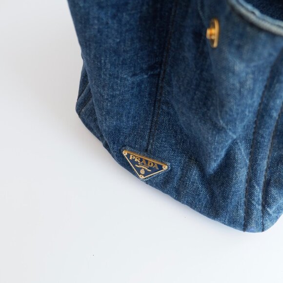 Authentic Preowned Prada Navy Denim Canapa Tote Bag - Picture 10 of 16